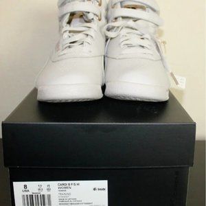 BRAND NEW Cardi B X REEBOK Freestyle Hi Leather White/Grey Womens Shoe Size 8